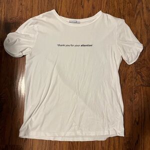 Medium Zara ‘thank you for your attention’ Plain White T-Shirt